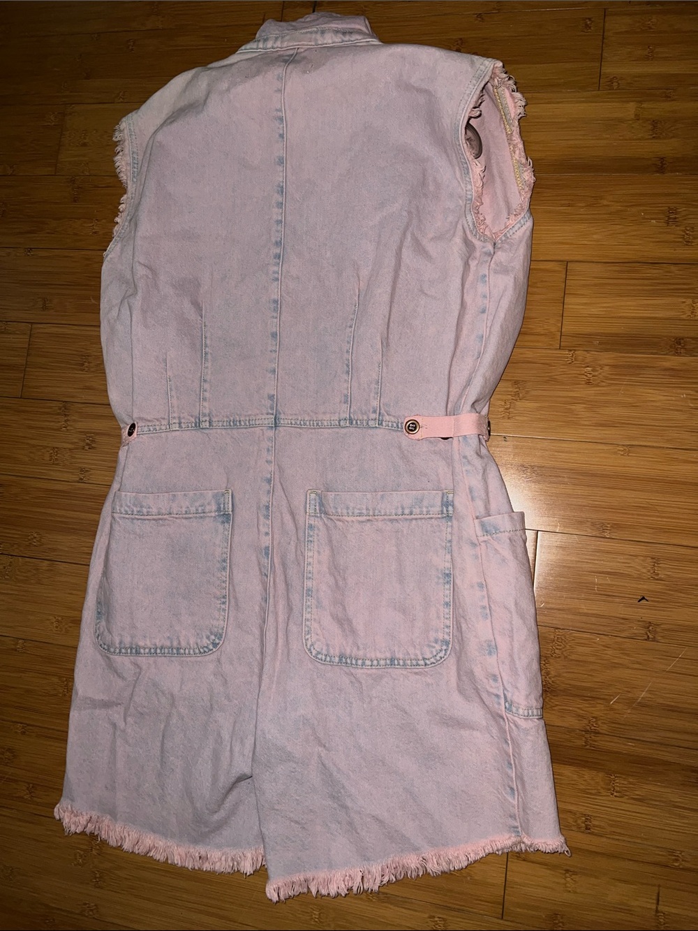 One Teaspoon x Free People Palisades Pink Haze Denim Short Edgy Overalls NWT sm - Picture 5 of 7